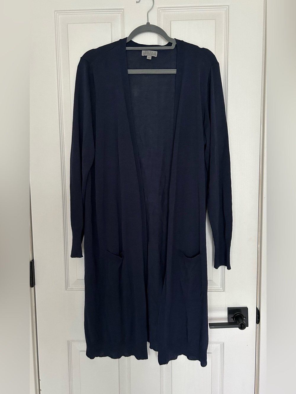 Joseph A. Navy Open-Front Long Cardigan